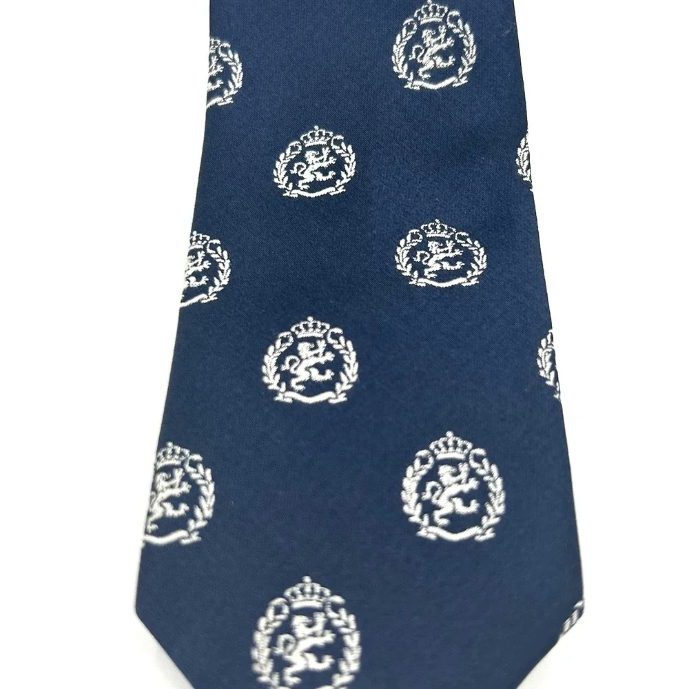 Zara Man 100% Silk Skinny Men's‎ Neck Tie Navy Crested 2 Width x 60 Length